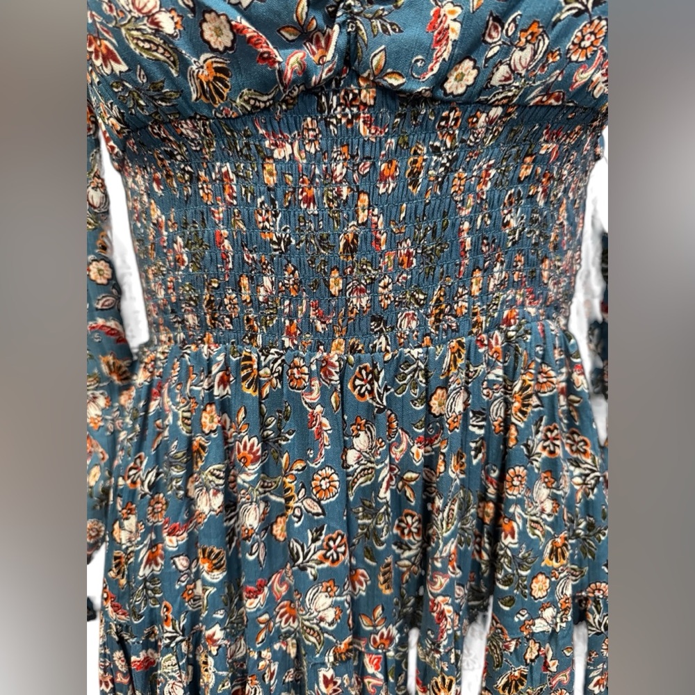 ANGIE Floral Boho Peasant Smocked Waist Mini Dress NWT Small - Picture 4 of 12